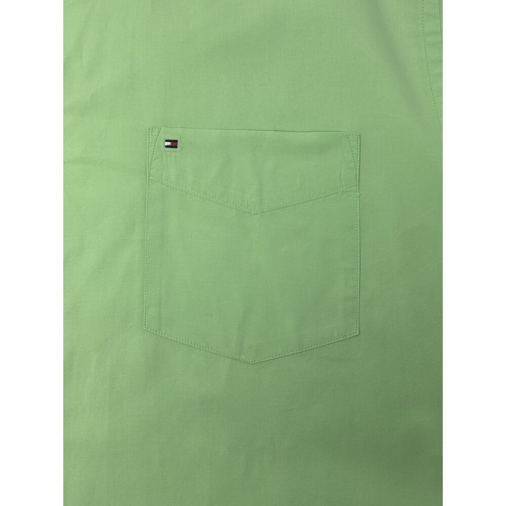 Tommy Hilfiger City Poplin Slim Lime Green Short Sleeve Shirt Mens XXL - Picture 4 of 10